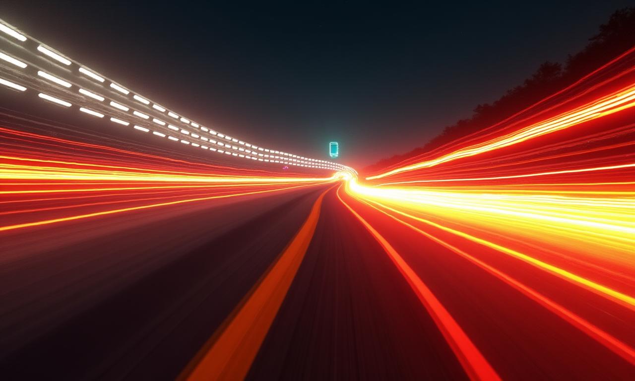 Abstract racing track with speed blur and light streaks