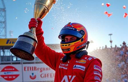 Driver celebrating in victory lane